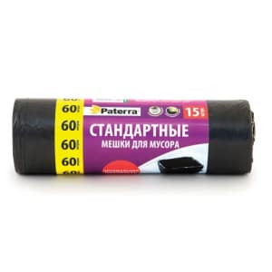 Пакеты для мусора 60л Стандарт черный 10мкм