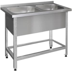 Ванна моечная Финист ВМНц-2(1200х700х850) 2 отверстия для смесителя, борт, м/о 500х500х300мм