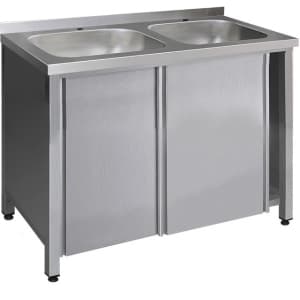 Ванна моечная Финист ВМТц-2(1200х600х850) двери-купе, 2 отверстия для смесителя, борт