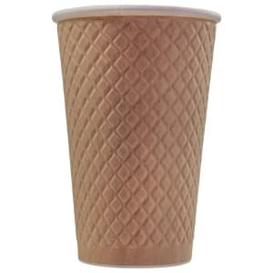 Стакан бумажный для горячих напитков двухслойный с конгревом Waffle Крафт 400мл