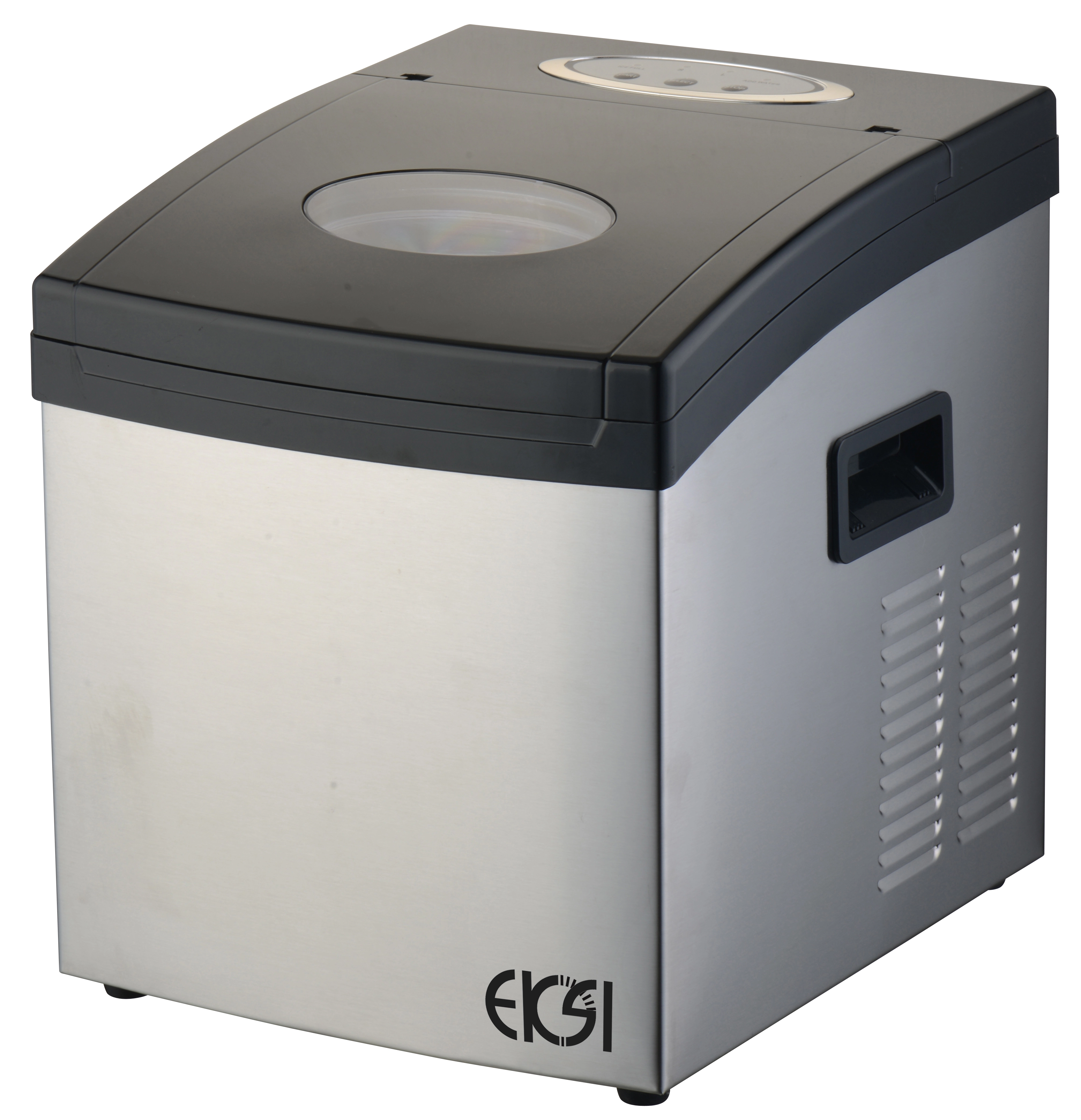 Льдогенератор т.м. EKSI серии EC, мод. EC 15A, 305х350х360мм, 150Вт, 220В, емкость бункера 1 кг, производительность 15 кг, материал корпуса: нержавеющая сталь, тип льда: кубик, тип подачи воды: заливной, тип охлаждения: воздушный, возможность регулировани