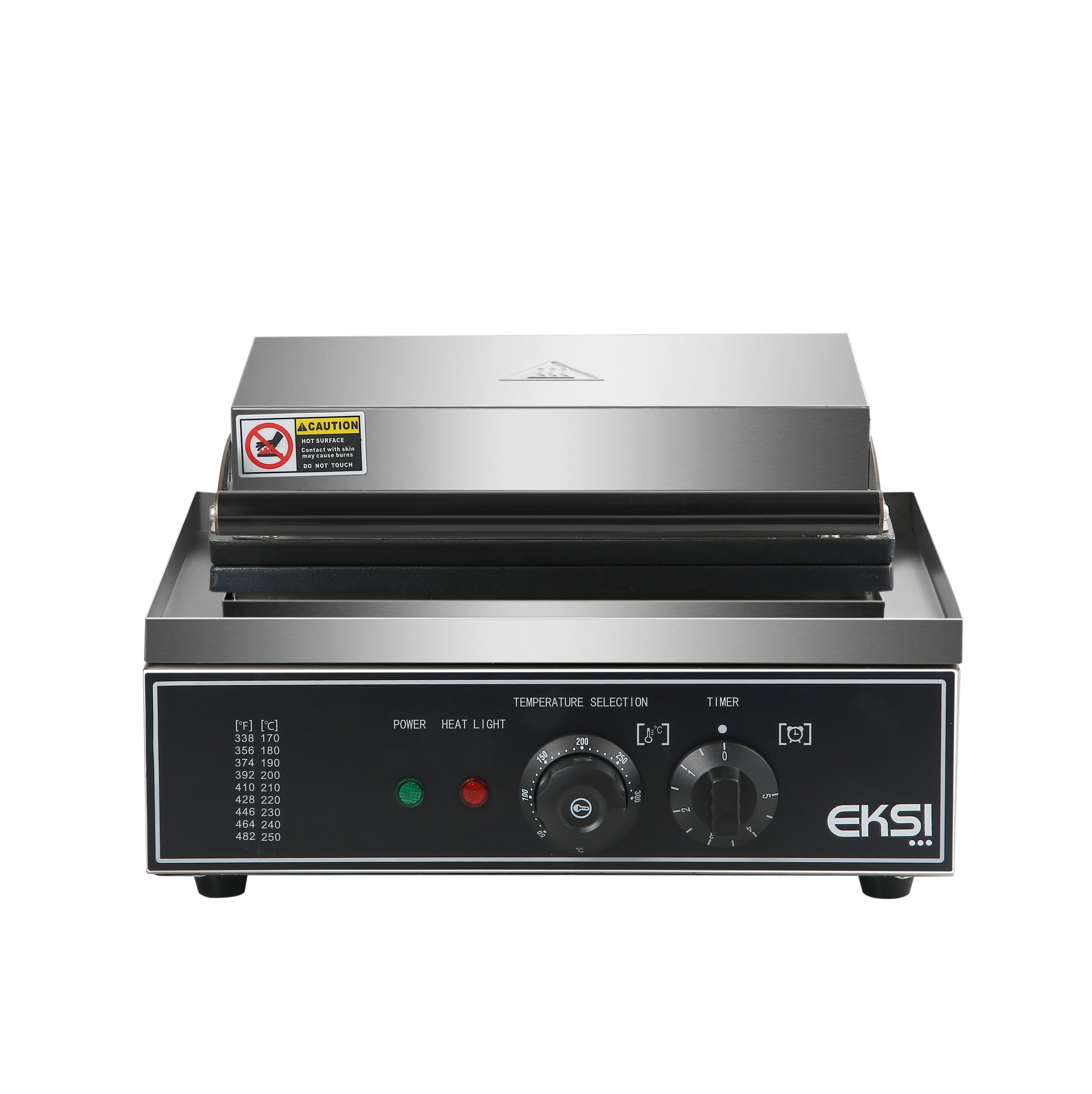 Вафельница для тарталеток т.м. EKSI серии TWB, мод. TWB-8, 390x360x220 мм, 1550 Вт, 220 В, для 8 тарталеток круглой формы, верхний диаметр 70 мм, материал рабочей поверхности - литой алюминий с антипригарным покрытием, материал корпуса - нержавеющая сталь