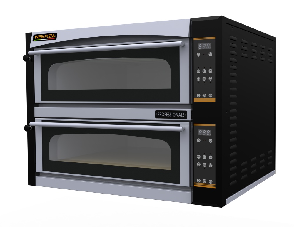 Печь для пиццы т.м. WLBake серии WellPizza, мод. Professionale 44D, 1000х940х745мм, 380В, 12000Вт, 164 кг, размеры пекарной камеры 720x720x140, электронное управление.