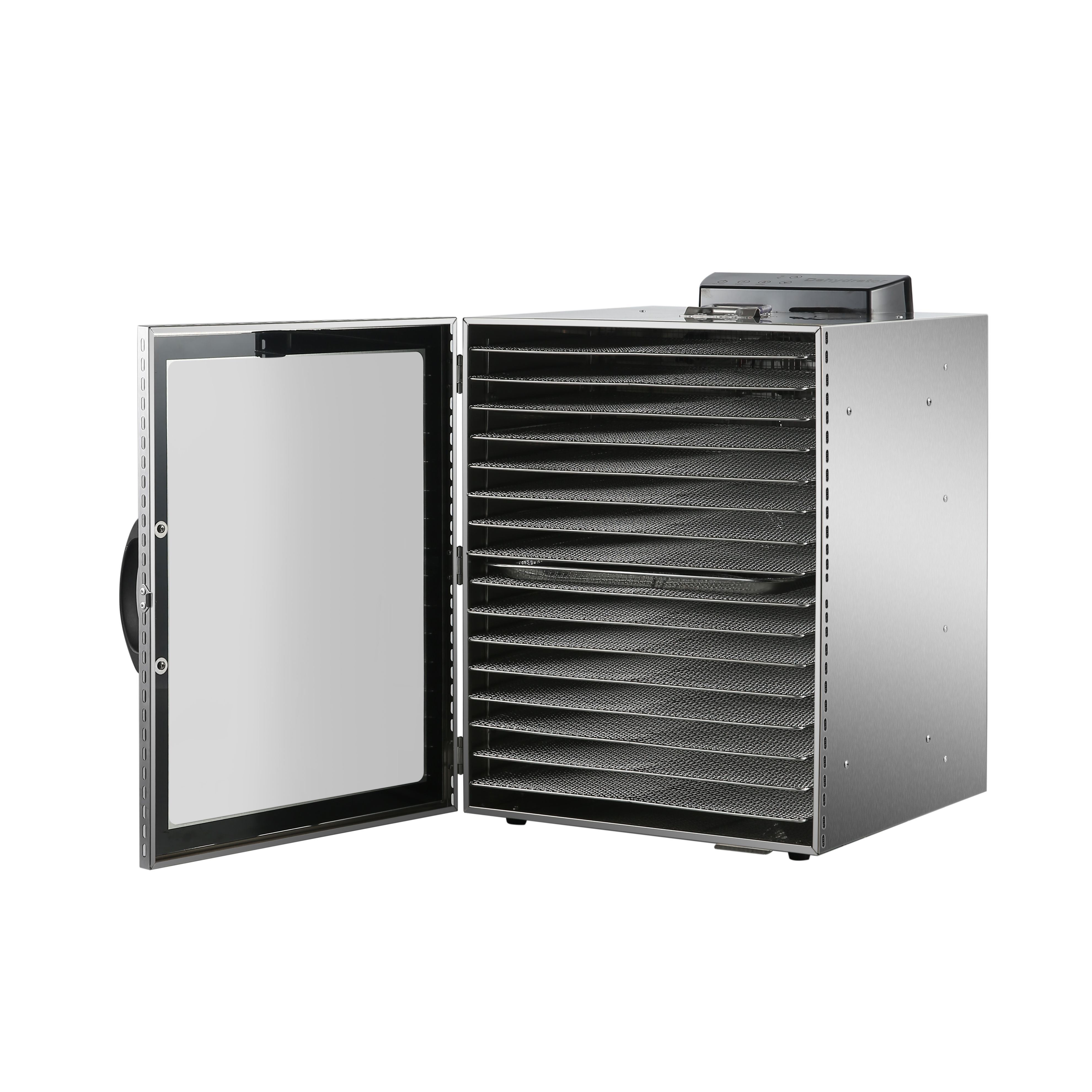 Дегидратор т.м. EKSI серии EKD, мод. EKD-16G, 570x470x690 мм, 1500Вт, 220В, 30-90С, 16 решеток 380*280 мм, таймер 12 часов, корпус и решетки нерж.сталь.