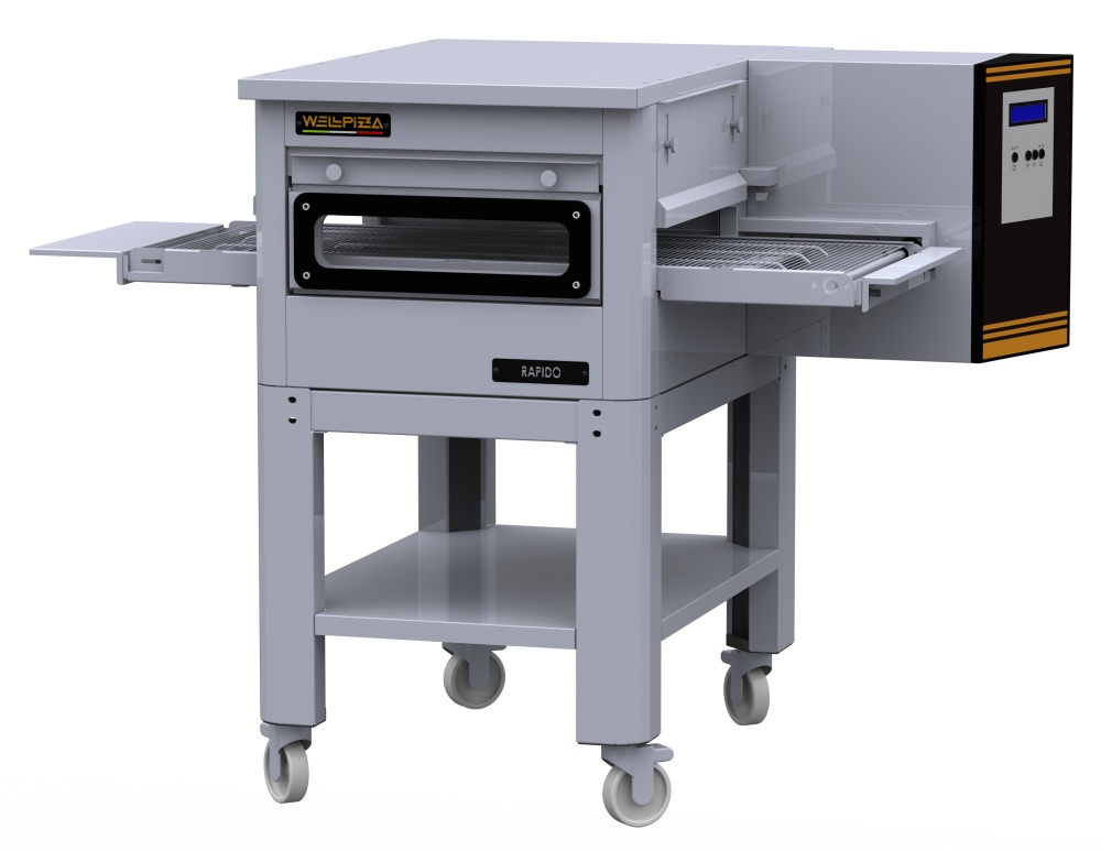 Печь для пиццы т.м. WLBake серии WellPizza, мод. Rapido 20, 1425х985х450мм, 380В, 7800Вт, 101 кг, размеры пекарной камеры 400x540x100, производительность 20 пицц/час, электронное управление. Без стенда. Максимальный диаметр пиццы - 40 см.