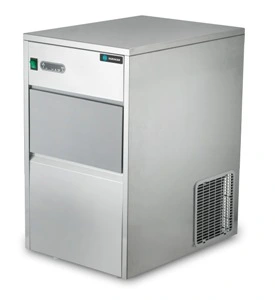 400х510х825, 220В, 0,38 кВт, 30,6 кг, производительность 50 кг/сутки, производительность за цикл - пальчиков/минут - 24/18, размер пальчика: d28x40 мм, бункер 14 кг, воздушное охлаждение, с подключением к воде, пальчиковый лёд, материал корпуса нержавеюща