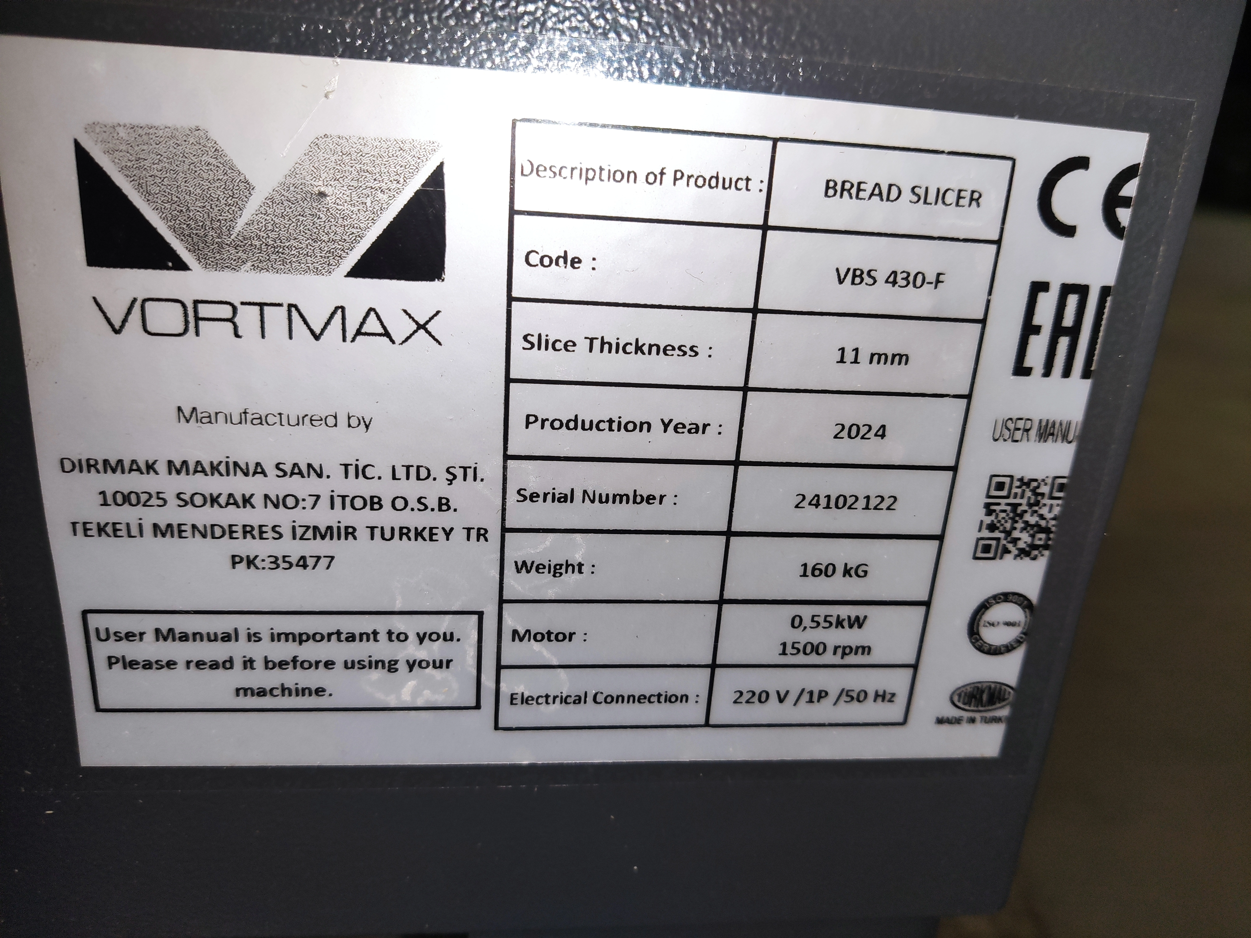 S01_Хлеборезка Vortmax VBS 430-F