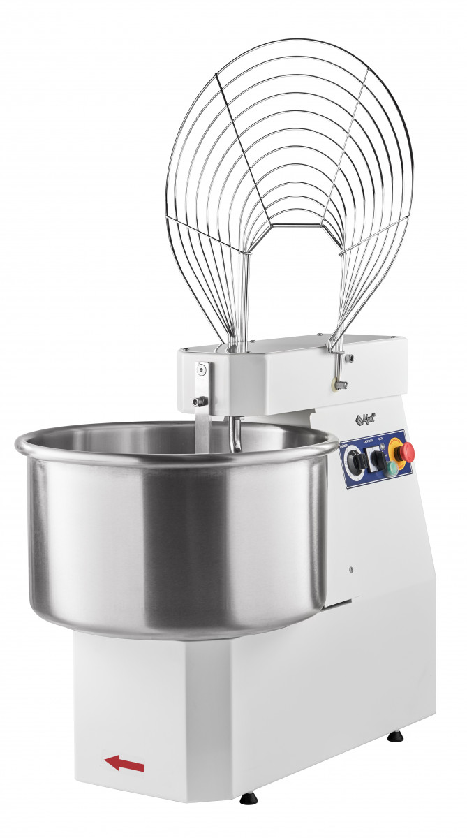 Габариты: 560х890х755 мм, 1,0/1,7 кВт, 380В, 225 кг/ч, серия LIGHT, 2 скорости, таймер, несъемная дежа 60 л, неподъемная траверса, электромеханическая панель управления, цепной привод
