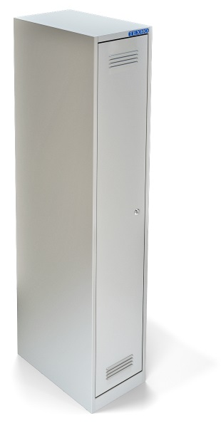 Стеллаж технологический СТ, мод. СТК-891/300 для одежды. из крашенного металла толщиной 1,0 мм. Одна секция. Верхняя и нижняя полка, крючки, замок. Стеллаж поставляется в собранном виде.