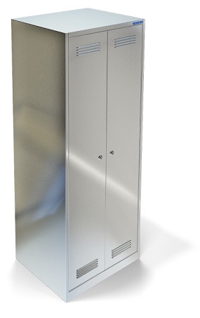 Стеллаж технологический СТ, мод. СТК-892/600 (закрытый), 600х500х1750мм. Шкаф из крашеного металла, секци две, верхняя и нижняя полки, крючки, замок.