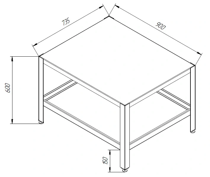 Подставка под печь для пиццы WLBake серии WellPizza, SWPL-4 900/735/600