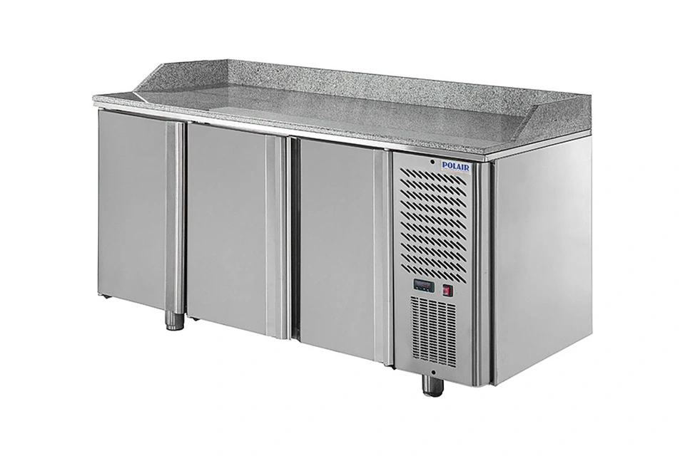 Стол холодильный TM3pizza-G, -2... +10 С, объём 400л, 1630х605х850/1000мм, температура окр среды до +43С, хладагент R290, 220В, 350Вт, IP24, 3 полки в комплекте, вес нетто/брутто 190/230кг, (к нему подойдет витрина VT2-G и VT2v-G GN1/4), предназначен для 