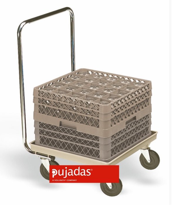 Тележка P5017 для перевозки кассет с ручкой, 540х540х980мм. Материал: пластик, ручка - сталь.