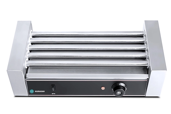 Гриль для "HOT DOG" т.м. HURAKAN, мод. HKN-GW5M, 580x250x215мм, 1000Вт, 220В. Гриль роликовый для обжаривания сосисок для хот-догов, электрический настольный с 5 роликами, выдвижным жиросборником, электромеханическим управлением, термостатом, из нержавеющ