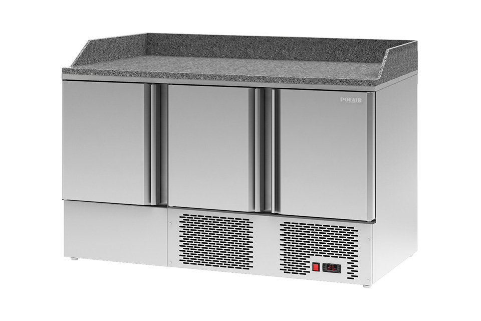Стол холодильный TMi3pizza-G, -2... +10, объём 230л, 1375х600х850/1000мм, темп окр среды до +43 С, хладагент R290, 220В, 350Вт, IP24, 3 полки в комплекте, вес нетто/брутто, 150/190кг (подходят витрины VTi2-G и VTi2v-G GN 1/4), предназначен для для организ