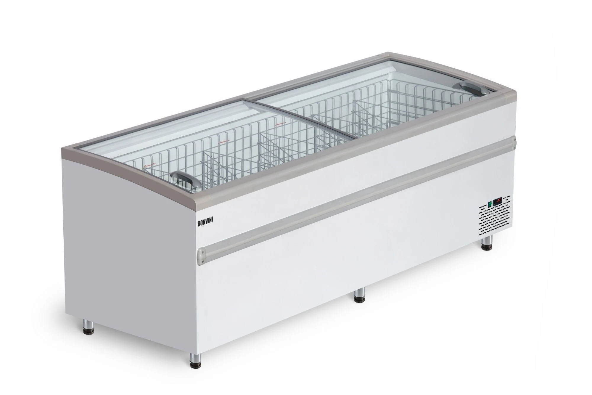 Ларь-бонета модель "Bonvini BFG" 2500 с раздвижными створками, сер., 2105х860х930мм, +10 до 0С...-18 до -25С, 220В, объем 920л, хладогент R404