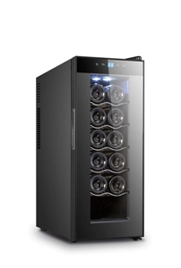 252x500x638, 220В, 0,065кВт, Class A, 12 кг, 12 бутылок, термоэлектрическое охлаждение, температурный режим 10-18°С, 2+3 полки, настраиваемый термостат, дверь со стеклом, 1 температурная зона, петли не перевешиваются