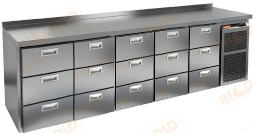 Стол охлаждаемый среднетемпературный тип TN модель GN 22222 BR2 TN, 10 ящиков, увелич. объема, на низ. ножках, 2840х700х850мм, -2...+10С, 220В, 480Вт
