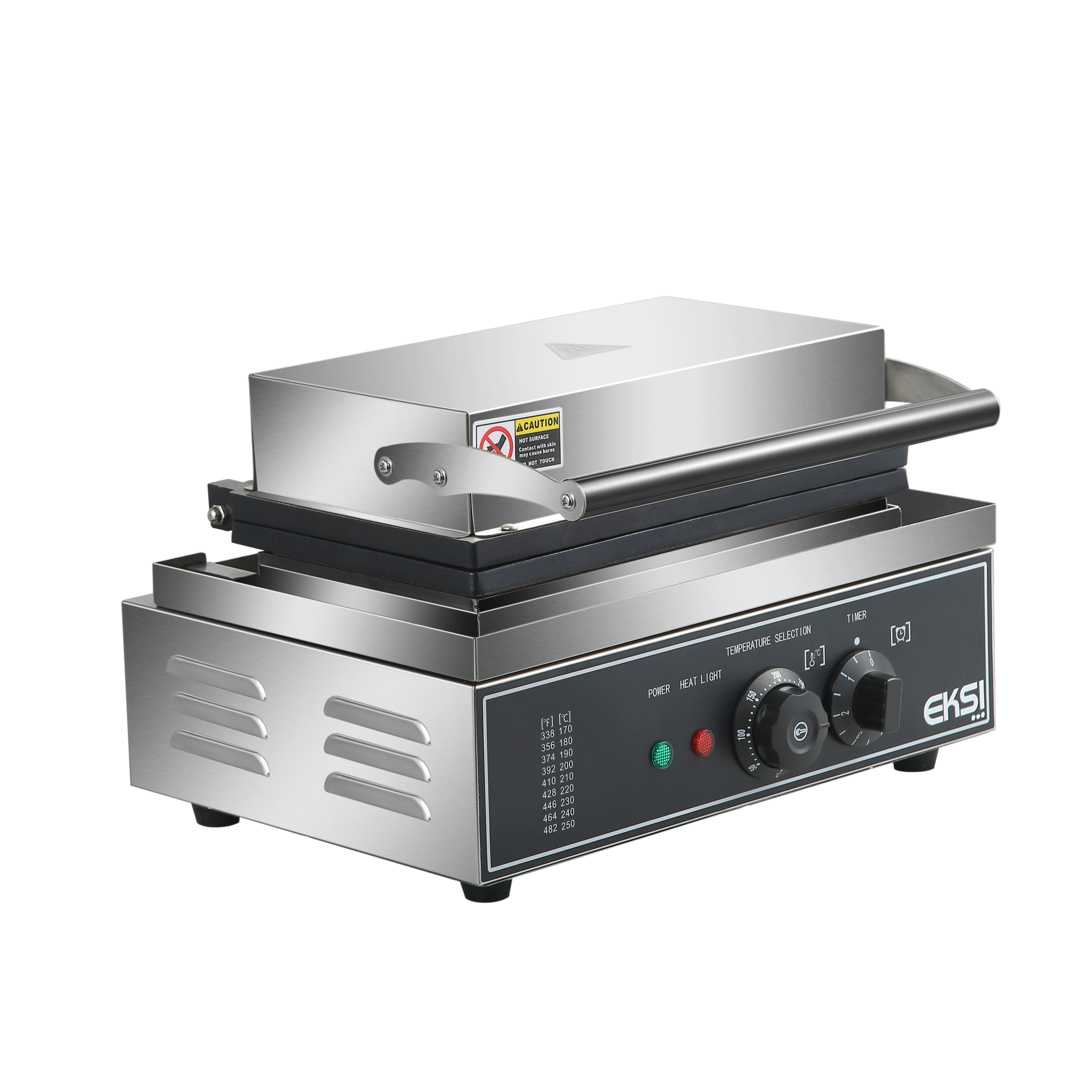 Вафельница для тарталеток т.м. EKSI серии TWB, мод. TWB-8, 390x360x220 мм, 1550 Вт, 220 В, для 8 тарталеток круглой формы, верхний диаметр 70 мм, материал рабочей поверхности - литой алюминий с антипригарным покрытием, материал корпуса - нержавеющая сталь