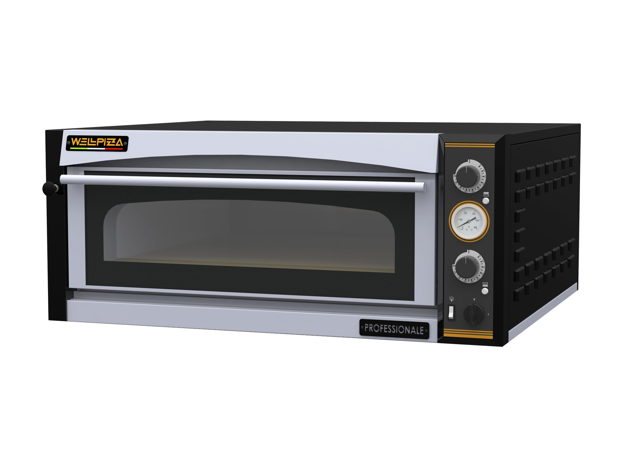 Печь для пиццы т.м. WLBake серии WellPizza, мод. Professionale 6M, 1000х1300х413мм, 380В, 9000Вт, 124 кг, размеры пекарной камеры 720x1080x140, электромеханическое управление.