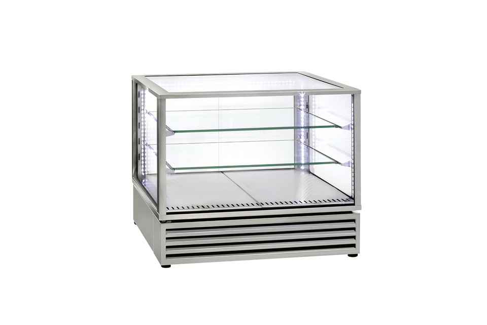 Витрина холодильная серии CD, мод. CD 800 INOX, 665х620х410мм, 390Вт, 220В, +2...+10С, 2xGN1/1 + стеклянные полки (645x490x4мм), светодиодная подсветка, R134A, нерж. сталь