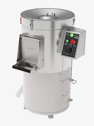 Машина для очистки картофеля "Тайфун" МОК-150А-02, 675х605х838мм, 380В, 370Вт, производительность не менее 150 кг/ч, время на обработку не более 2,8 мин, таймер 0-6 мин, количество корнеплодов, загружаемых в загрузочную камеру не более 7кг, вес 54,9 кг. Н