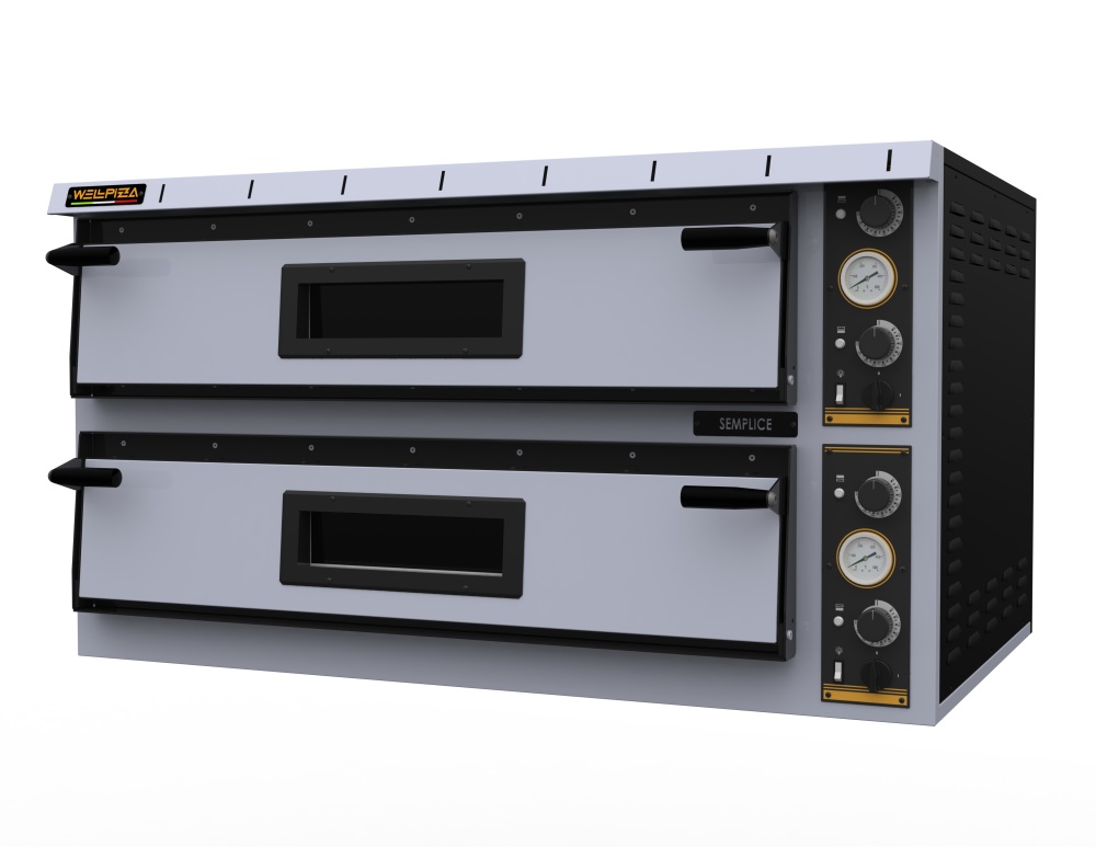 Печь для пиццы т.м. WLBake серии WellPizza, мод. Semplice 99M, 1360х1300х745мм, 380В, 26400Вт, 290 кг, размеры пекарной камеры 1080x1080x140, электромеханическое управление.