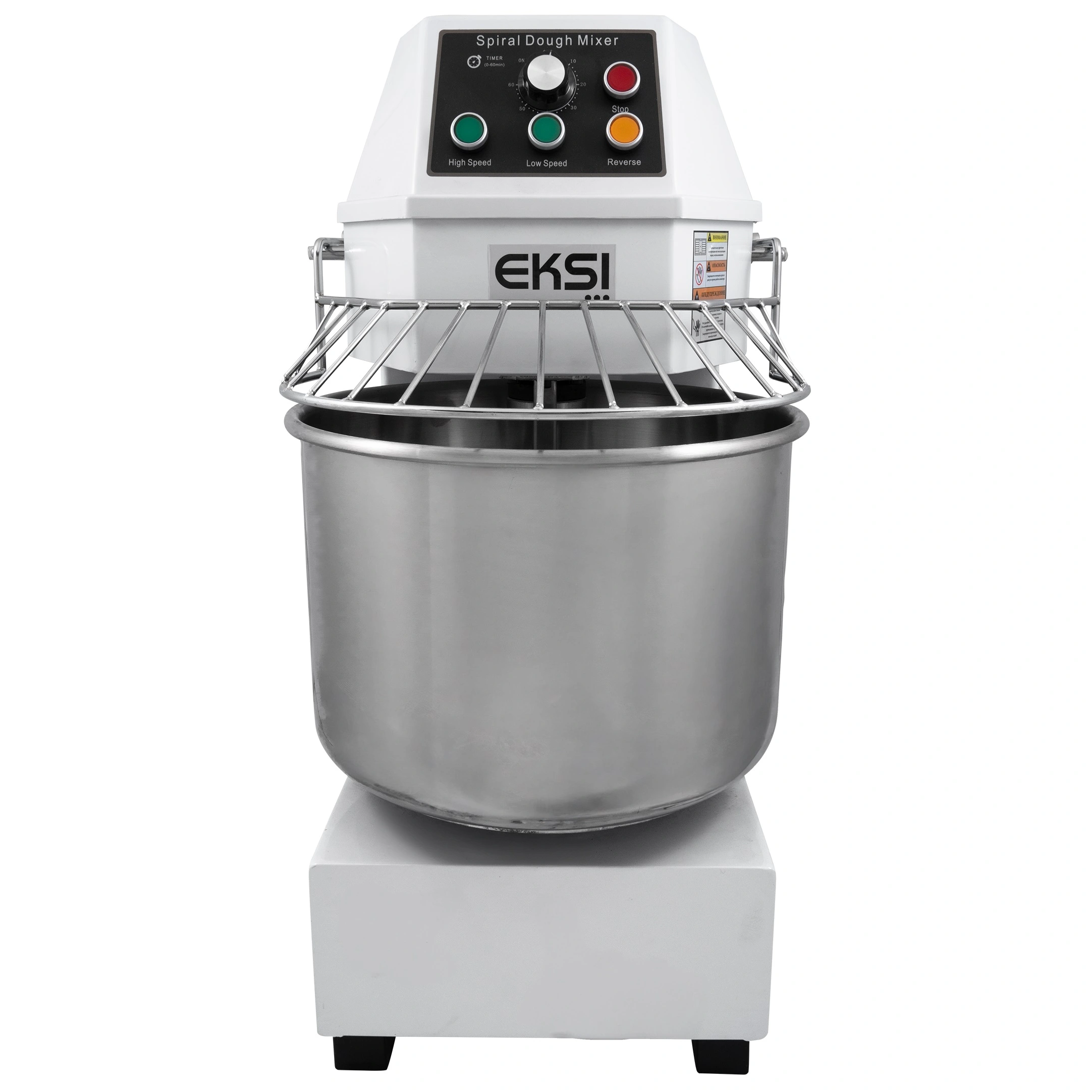 Тестомес спиральный т.м. EKSI, модель SH30B, 2 скорости + инвентер, 220В, 2200Вт, объем дежи 31 л, загрузка теста 12 кг, скорость дежи 17/27 оборотов в минуту, скорость насадки 172/269 оборотов в минуту, 745х430х850 мм, вес нетто 100 кг