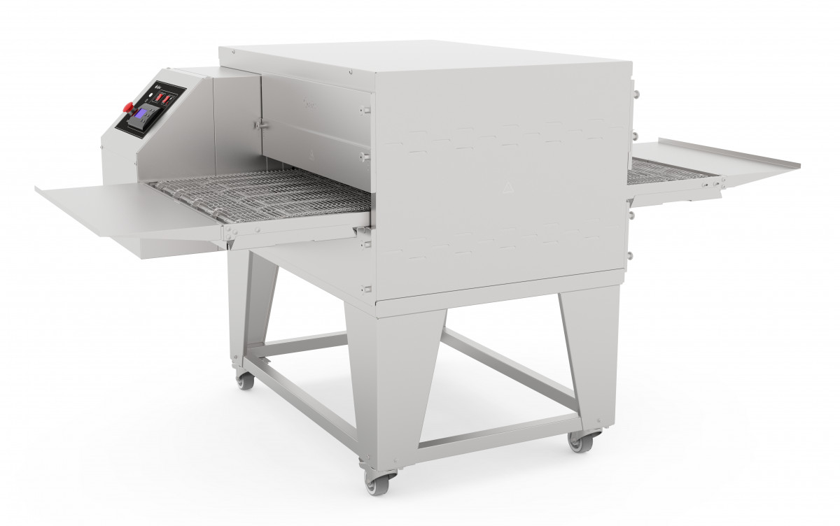 Печь электрическая для пиццы ПЭК-600, конвейерная, 1 камера 770x693,5x88 мм, +70…+315 С,  размеры конвейера 1465х652 мм, 2131x1194х1143 мм, 19,073 кВт, 400В, подставка