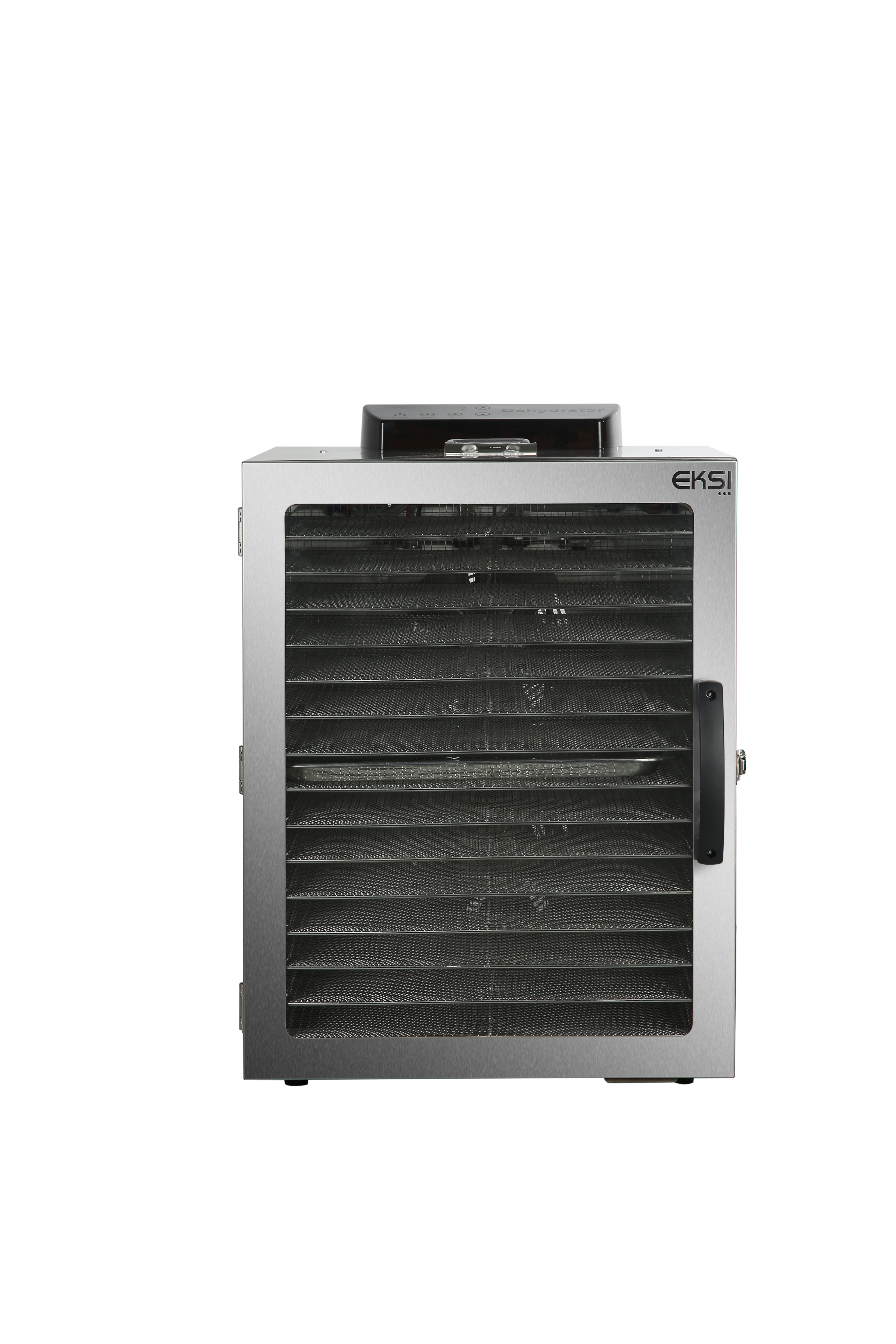 Дегидратор т.м. EKSI серии EKD, мод. EKD-16G, 570x470x690 мм, 1500Вт, 220В, 30-90С, 16 решеток 380*280 мм, таймер 12 часов, корпус и решетки нерж.сталь.