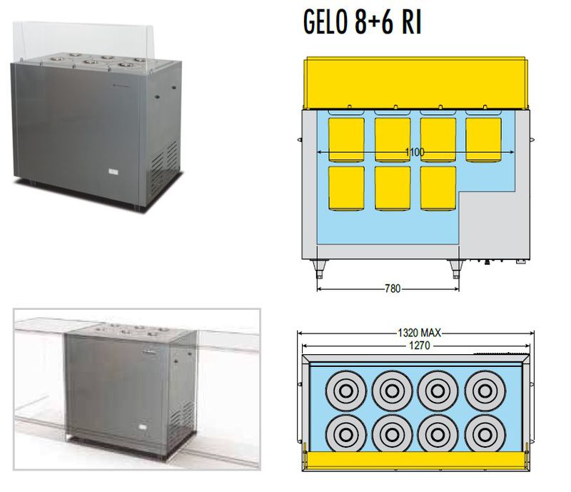 ВИТРИНА ДЛЯ МОРОЖЕНОГО TECFRIGO GELO 8+6 RI