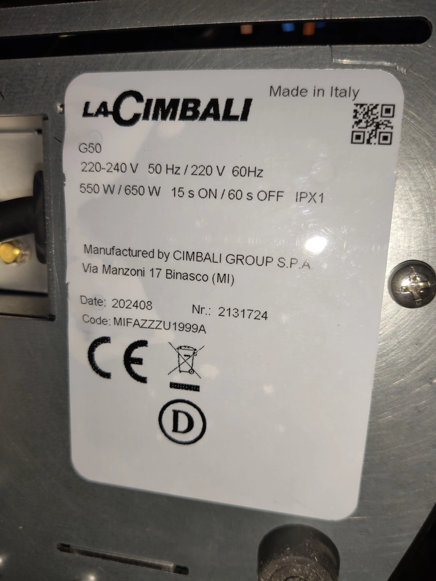 S01_Кофемолка La Cimbali G50